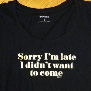 NEW Express cotton tee shirt top - pitch black - work fun humor